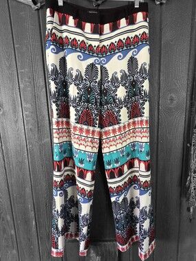 Tara Jarmon Multicolor Printed Trousers with Black Trim